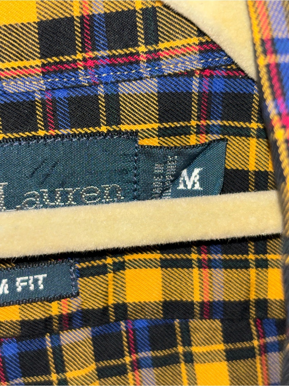 Ralph Lauren Shirt Men M Long Sleeve Custom Fit Yellow Blue Plaid Cotton Pony - Picture 7 of 8